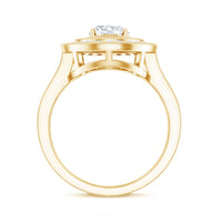 Certified 6X8 MM Oval Lab Grown Diamond Double Halo Engagement Ring