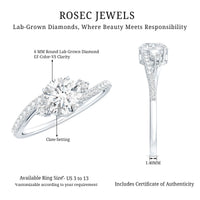 Lab Grown Diamond 6 MM Solitaire Engagement Ring With Side Stones