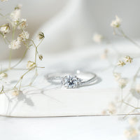 Lab Grown Diamond 6 MM Solitaire Engagement Ring With Side Stones