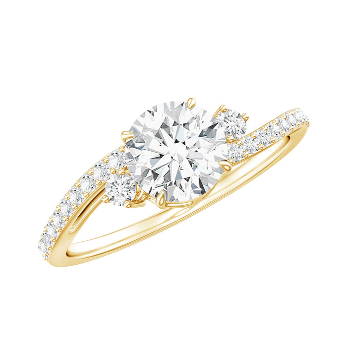 Rosec Jewels lab grown diamond 6mm solitaire engagement ring with side stones, showcasing a sparkling central diamond and elegant band.