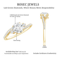 Lab Grown Diamond 6 MM Solitaire Engagement Ring With Side Stones