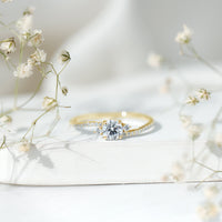 Lab Grown Diamond 6 MM Solitaire Engagement Ring With Side Stones