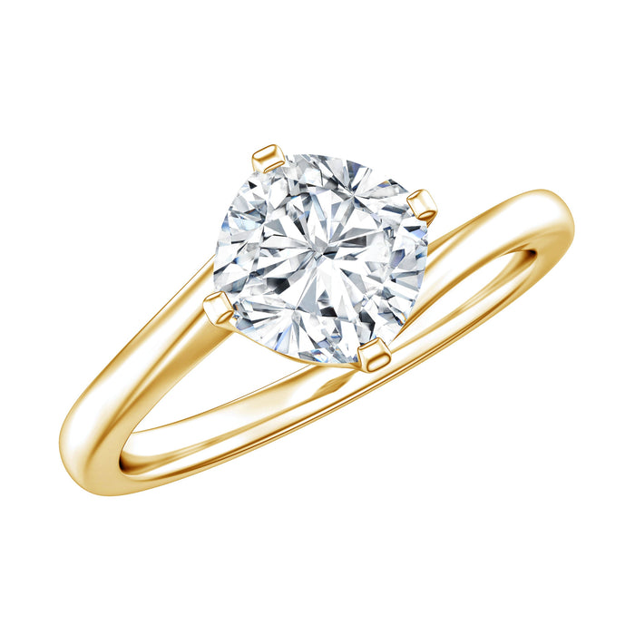 Certified 6mm cushion lab-grown diamond solitaire engagement ring by Rosec Jewels featuring a sleek, elegant band and sparkling diamond.