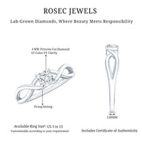 Certified Lab Princess Cut Diamond Infinity Promise Ring