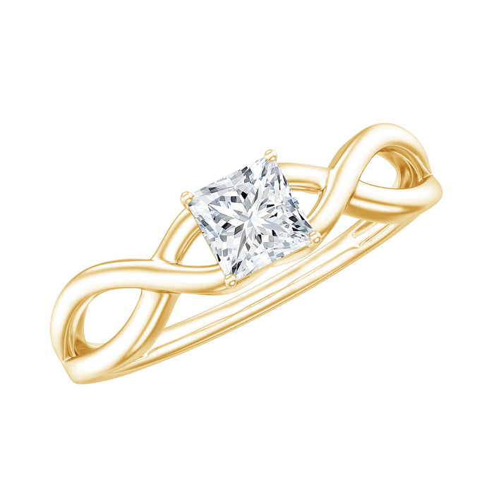 Certified Lab Princess Cut Diamond Infinity Promise Ring by Rosec Jewels featuring a sparkling princess cut diamond and infinity design.