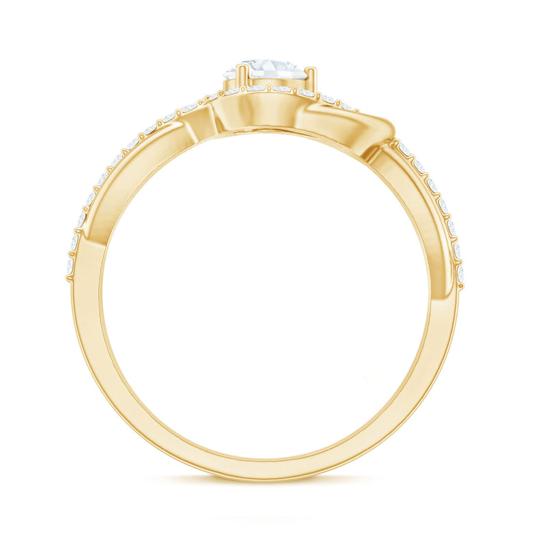 Certified 6MM lab-grown diamond love knot engagement ring by Rosec Jewels, featuring a detailed ring with sparkling diamonds.