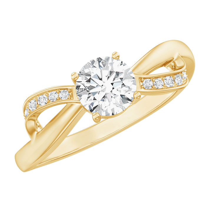 Certified 0.9 carat lab-grown diamond infinity engagement ring from Rosec Jewels, featuring a sleek silver band and sparkling diamonds.