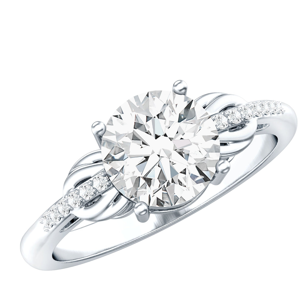 Certified 8 MM Round Lab Grown Diamond Unique Engagement Ring