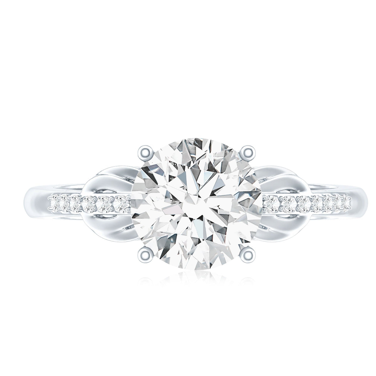 Certified 8 MM Round Lab Grown Diamond Unique Engagement Ring