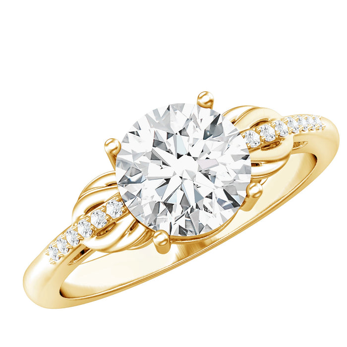 Certified 8 mm round lab-grown diamond engagement ring from Rosec Jewels featuring a sleek, elegant design.