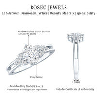 Certified 6X8MM Oval Lab Grown Diamond Designer Engagement Ring