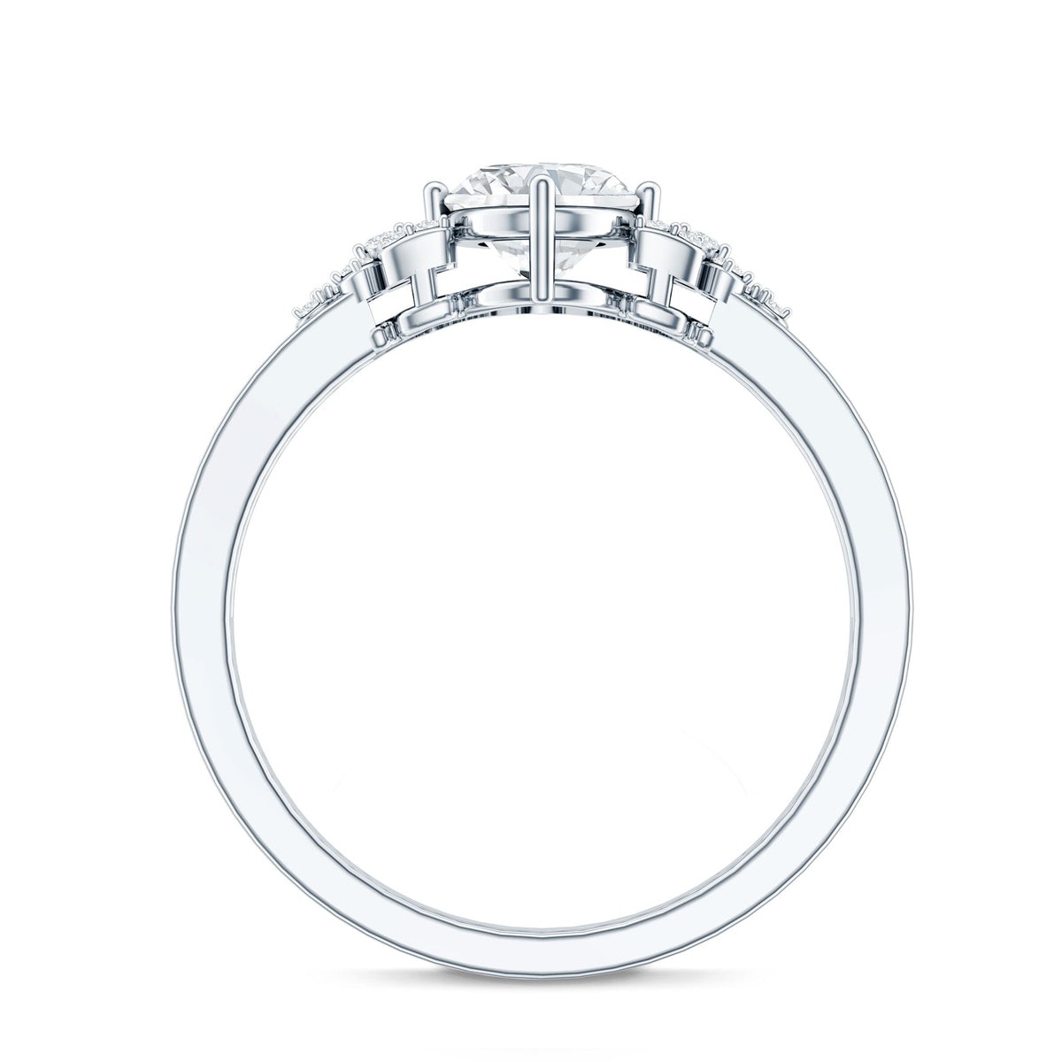 Certified 6X8MM Oval Lab Grown Diamond Designer Engagement Ring