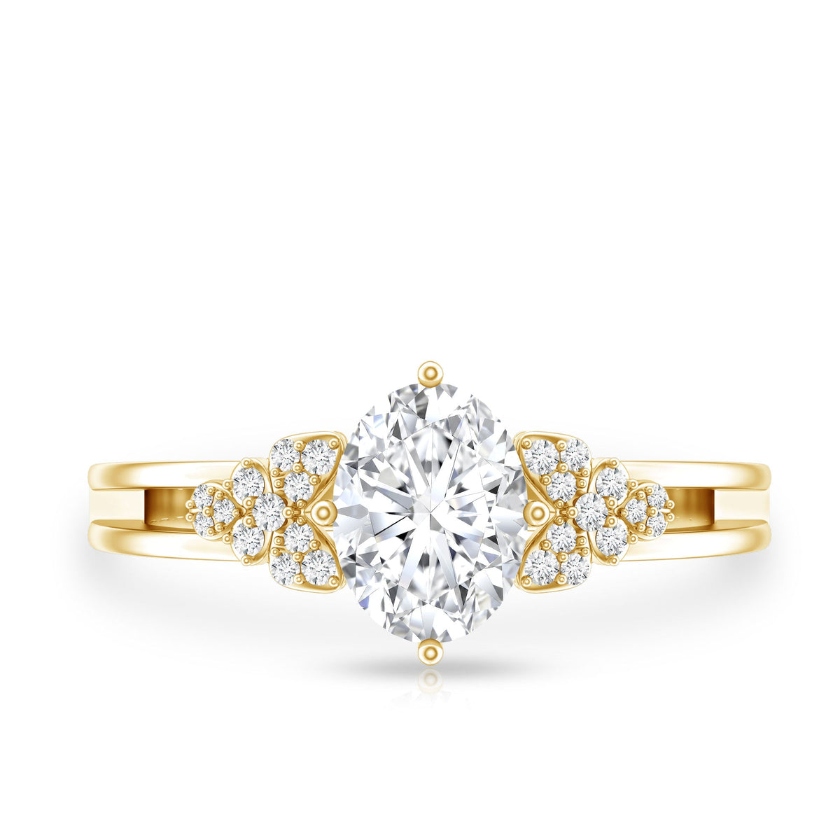 Certified 6X8MM Oval Lab Grown Diamond Designer Engagement Ring