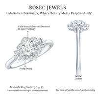 Certified Lab Grown Diamond Art Deco Flower Engagement Ring