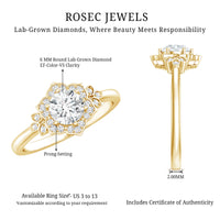 Certified Lab Grown Diamond Art Deco Flower Engagement Ring