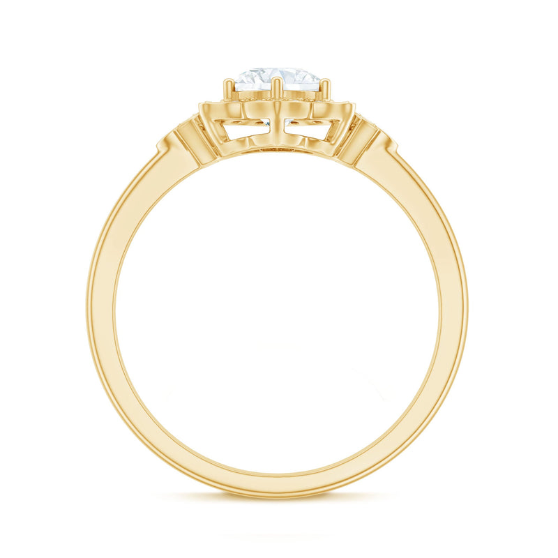 Lab grown diamond Art Deco flower engagement ring by Rosec Jewels featuring intricate design and sparkling diamonds.