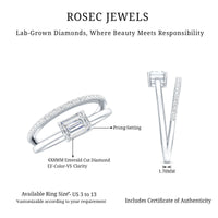 Lab Grown Diamond 6X8MM Emerald Cut Engagement Ring With Diamond Studded Shank