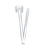 Lab Grown Diamond 6X8MM Emerald Cut Engagement Ring With Diamond Studded Shank