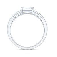 Lab Grown Diamond 6X8MM Emerald Cut Engagement Ring With Diamond Studded Shank