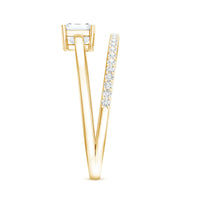 Lab Grown Diamond 6X8MM Emerald Cut Engagement Ring With Diamond Studded Shank