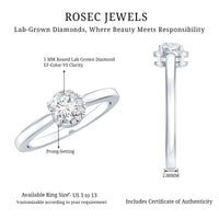 5 MM Certified Lab Grown Diamond Solitaire Promise Ring