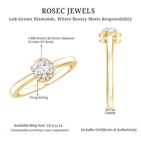 5 MM Certified Lab Grown Diamond Solitaire Promise Ring
