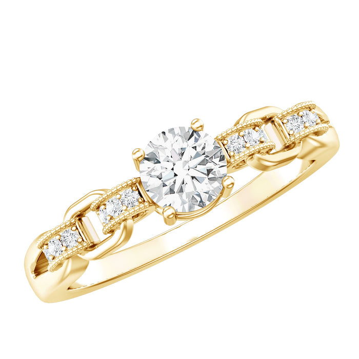 Rosec Jewels Certified 5mm lab-grown diamond promise ring for women, featuring a sleek band and sparkling center stone.