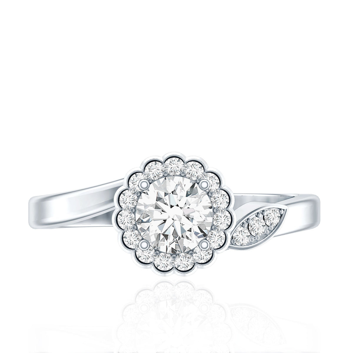 Certified 5 MM Lab Grown Diamond Floral Engagement Ring