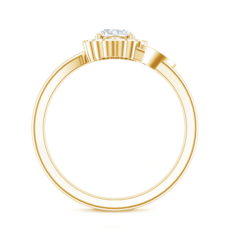 Certified 5mm lab-grown diamond floral engagement ring by Rosec Jewels featuring intricate floral design and sparkling diamonds.