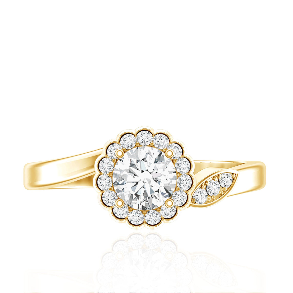 Certified 5 MM Lab Grown Diamond Floral Engagement Ring