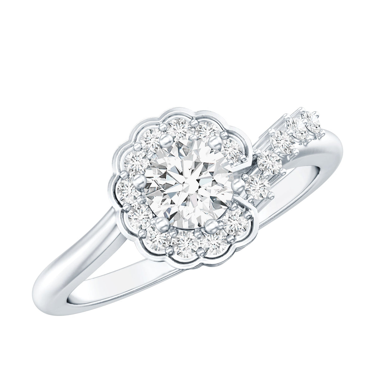 Certified 5 MM Lab Grown Diamond Nature Inspired Engagement Ring