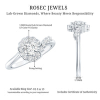 Certified 5 MM Lab Grown Diamond Nature Inspired Engagement Ring