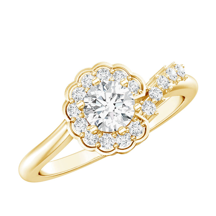 Certified 5mm lab-grown diamond engagement ring by Rosec Jewels featuring a nature-inspired design, showcasing the detailed craftsmanship.