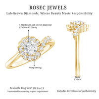 Certified 5 MM Lab Grown Diamond Nature Inspired Engagement Ring