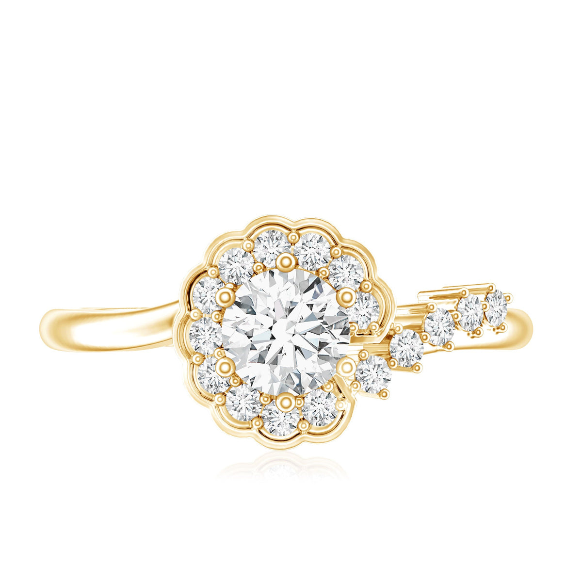 Certified 5 MM Lab Grown Diamond Nature Inspired Engagement Ring