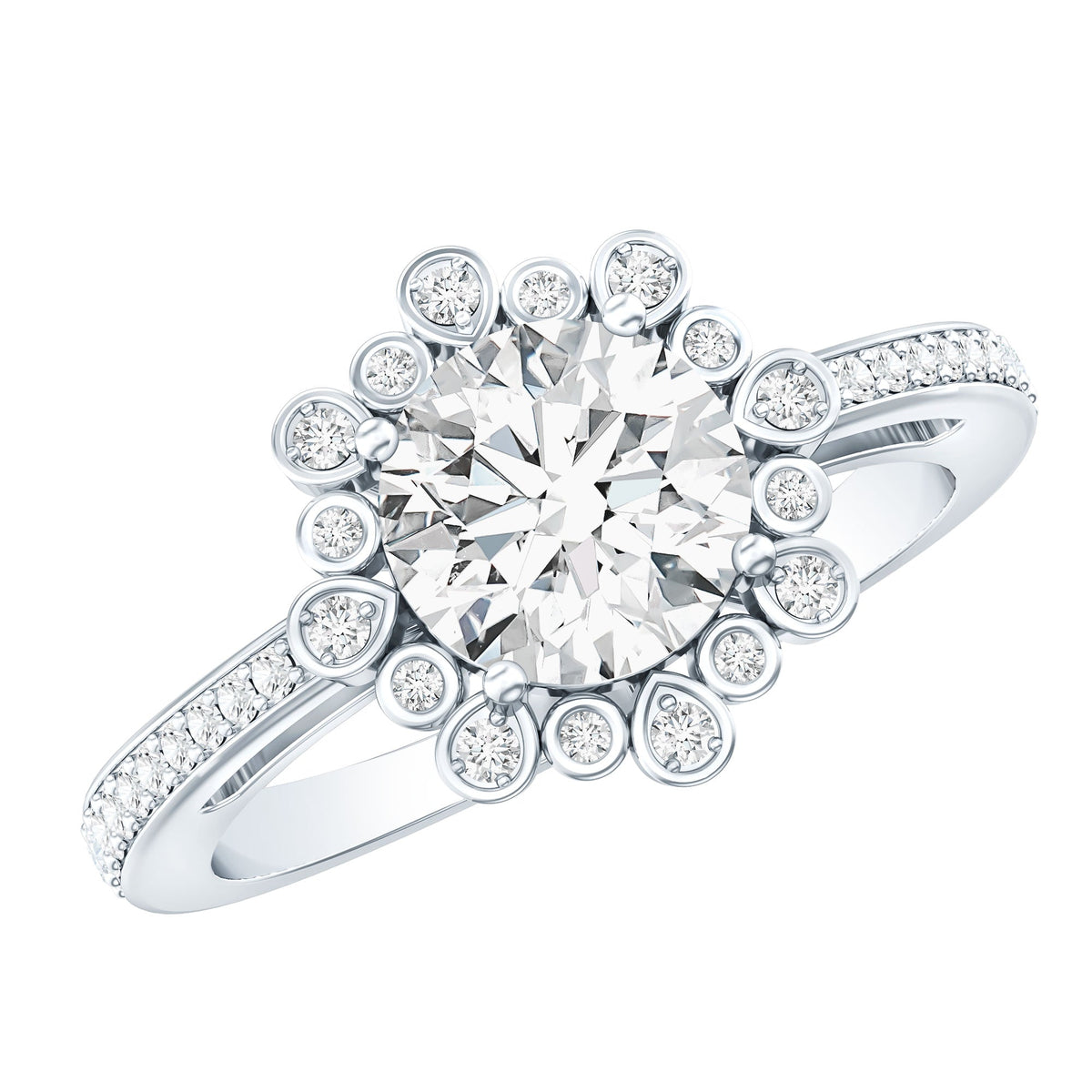 Lab Grown Diamond 8 MM Circle Engagement Ring With Side Stones