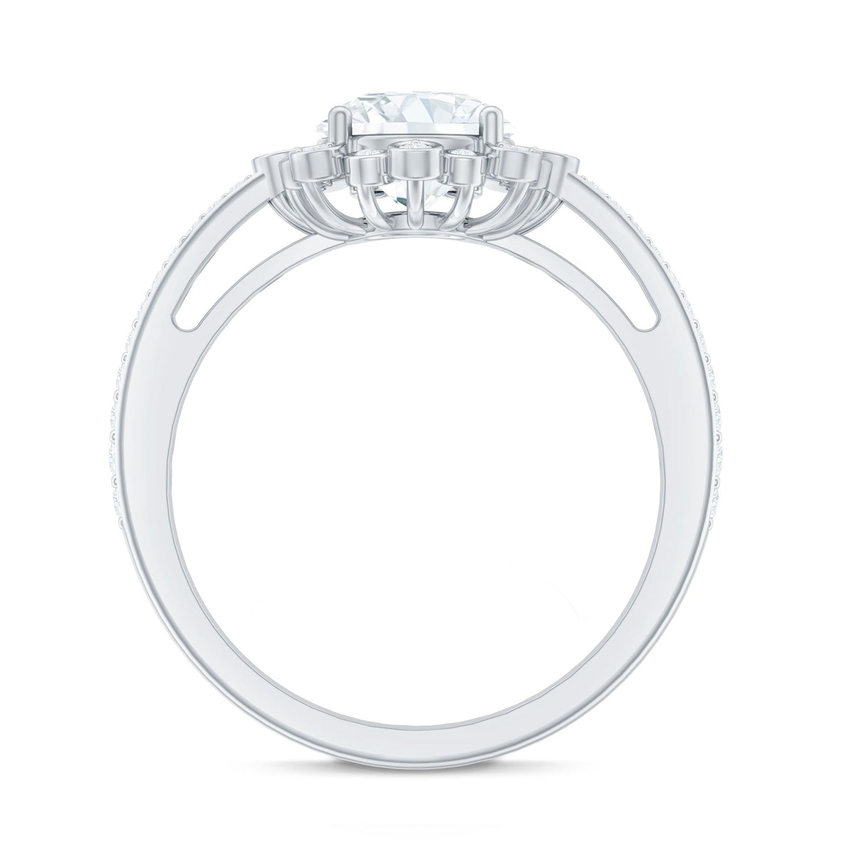 Lab Grown Diamond 8 MM Circle Engagement Ring With Side Stones