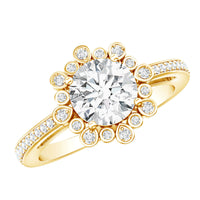 Lab Grown Diamond 8 MM Circle Engagement Ring With Side Stones