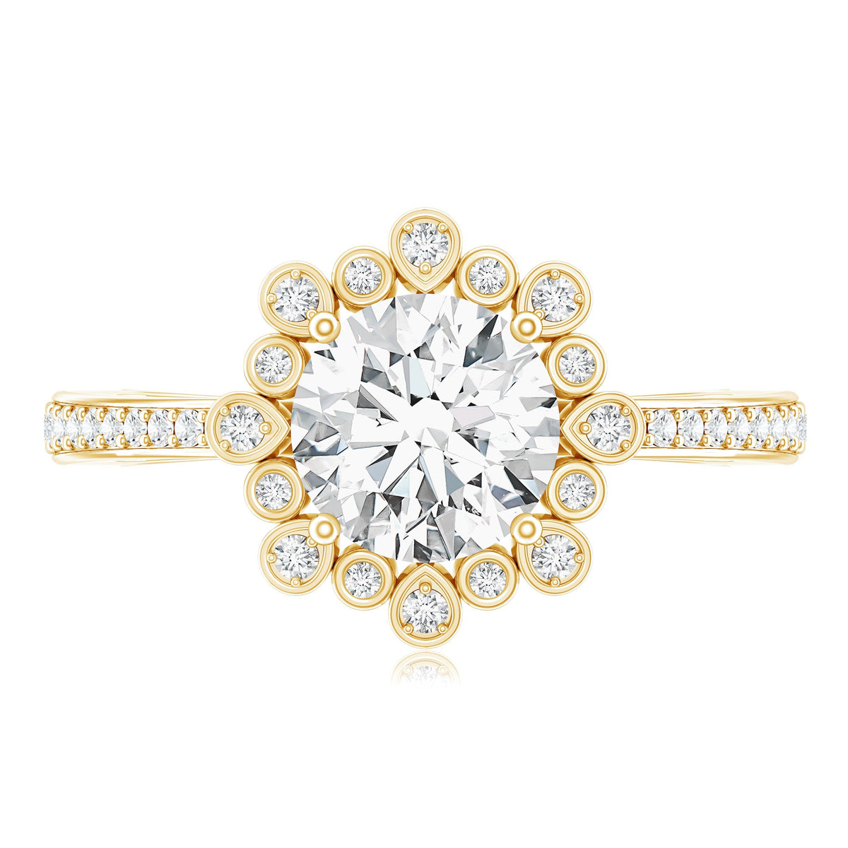 Lab Grown Diamond 8 MM Circle Engagement Ring With Side Stones