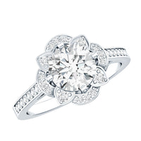 8 MM Lab Grown Diamond Vintage Engagement Ring With Diamond Studded Shank