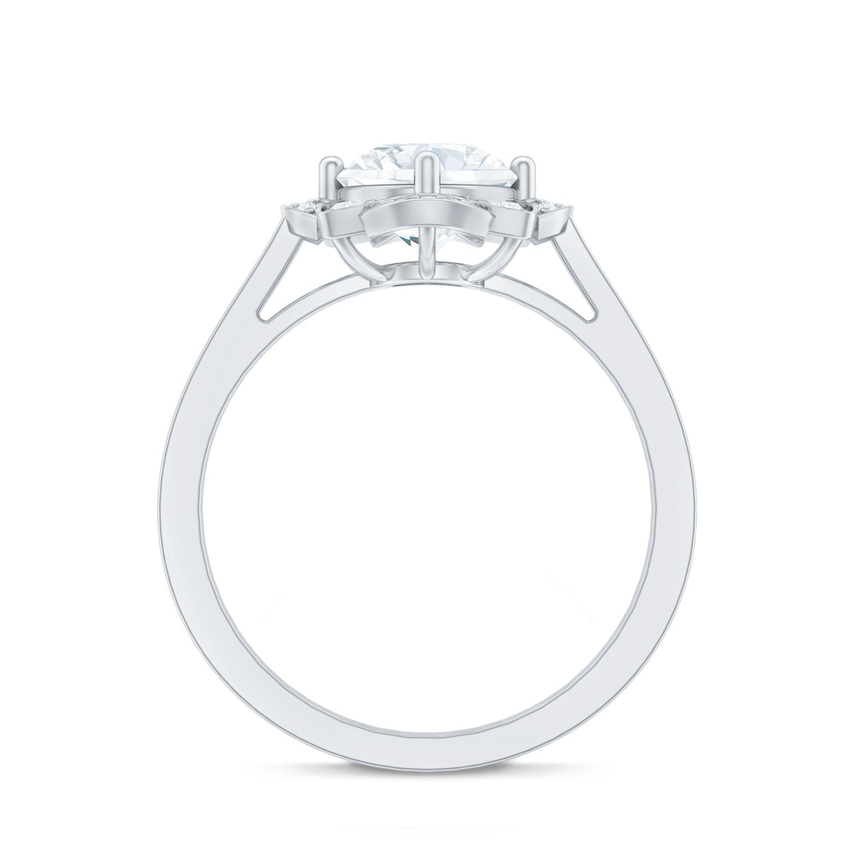 8 MM Lab Grown Diamond Vintage Engagement Ring With Diamond Studded Shank