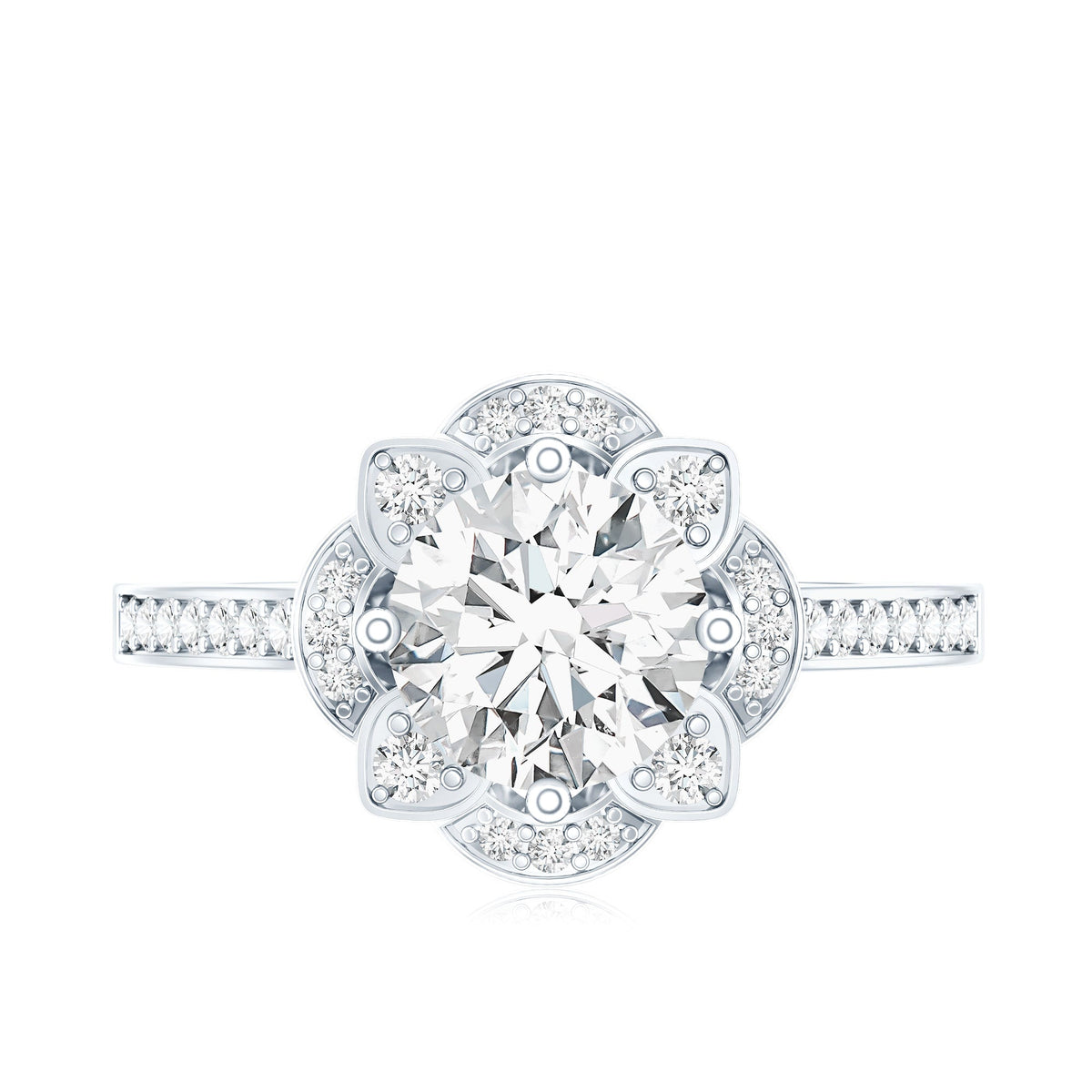 8 MM Lab Grown Diamond Vintage Engagement Ring With Diamond Studded Shank