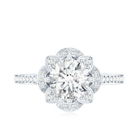 8 MM Lab Grown Diamond Vintage Engagement Ring With Diamond Studded Shank