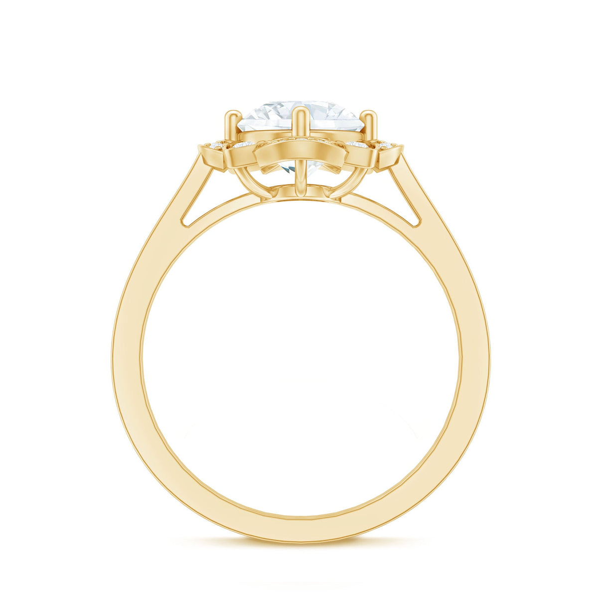 8 MM Lab Grown Diamond Vintage Engagement Ring With Diamond Studded Shank