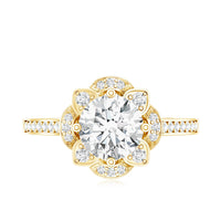 8 MM Lab Grown Diamond Vintage Engagement Ring With Diamond Studded Shank