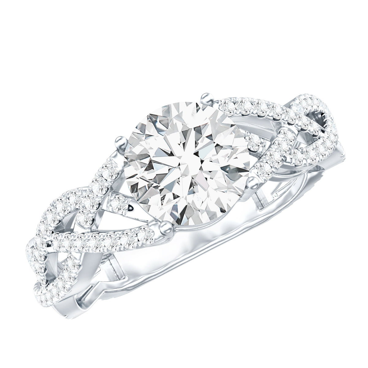 Lab Grown Diamond 8MM Round Engagement Ring With Infinity Twist