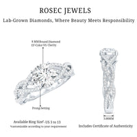 Lab Grown Diamond 8MM Round Engagement Ring With Infinity Twist