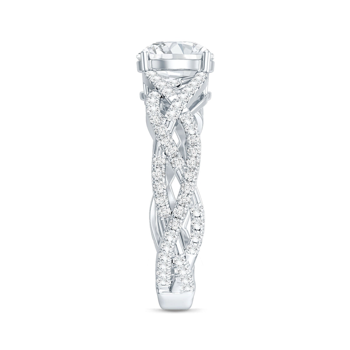 Lab Grown Diamond 8MM Round Engagement Ring With Infinity Twist