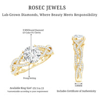 Lab Grown Diamond 8MM Round Engagement Ring With Infinity Twist