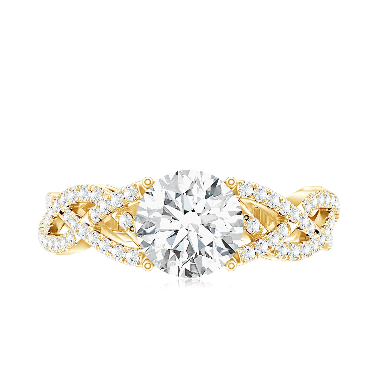 Lab Grown Diamond 8MM Round Engagement Ring With Infinity Twist